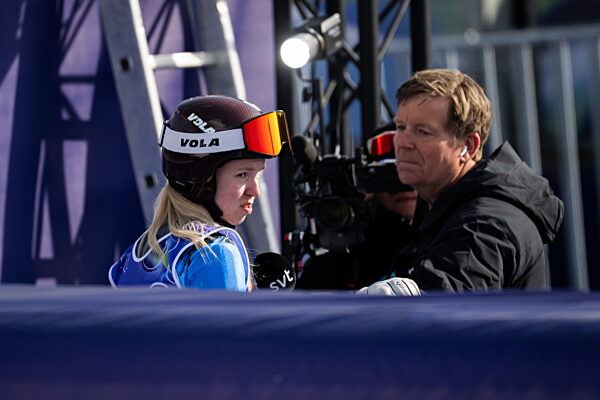 260309 Varvara Voronchikhina of Russia is interviewed by Swedish broadcaster...