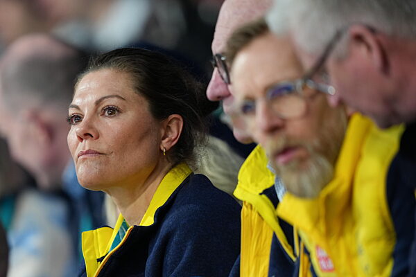 260309 Crown princess Victoria of Sweden at a wheelchair curling mixed round...
