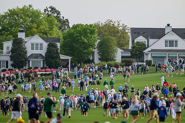 260407 General view of patrons uring a practice round prior to the 2026...