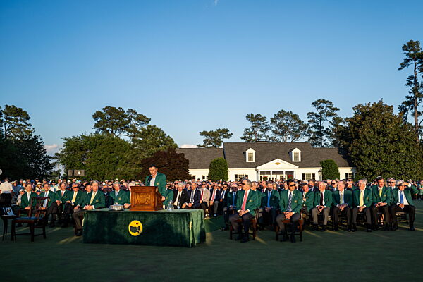 260412 Rory McIlroy of Northern Ireland during the Green Jacket Ceremony...