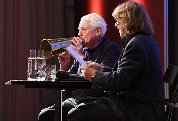 Alexander Kluge und Helge Schneider im Literaturhaus München, 2019