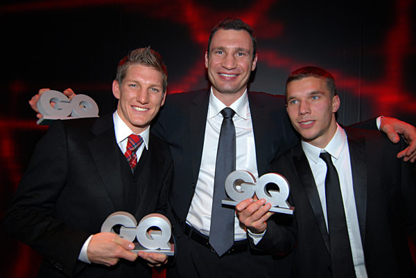 Bastian Schweinsteiger, Vitali Klitschko und Lukas Podolski, 2009