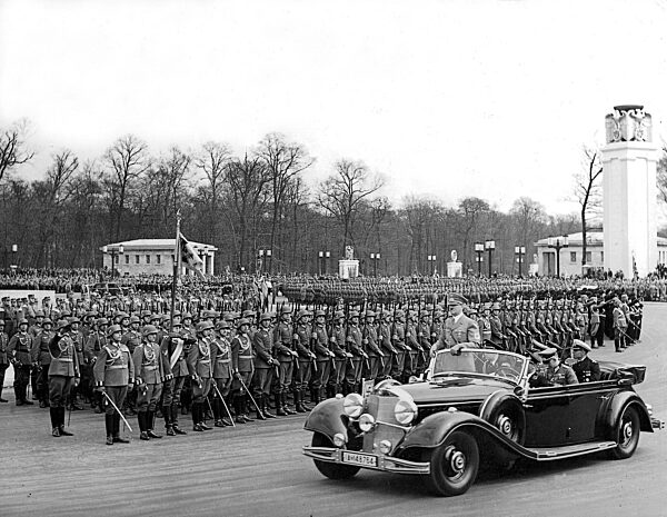 Adolf Hitler greets troops on his birthday, 1939