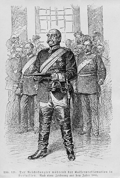 Otto von Bismarck während der Kaiserproklamation in Versailles, 1871