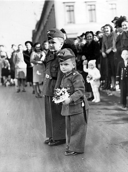 Boys at a parade, 1940