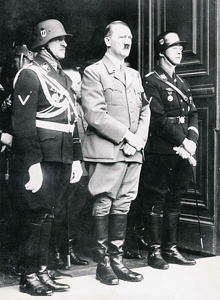 Dietrich, Hitler, Himmler at Hitler's birthday, 1938