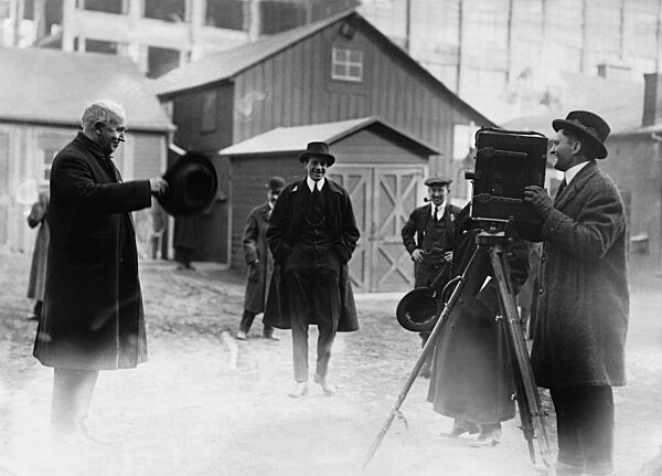Thomas Alva Edison at the shooting of a film, 1931
