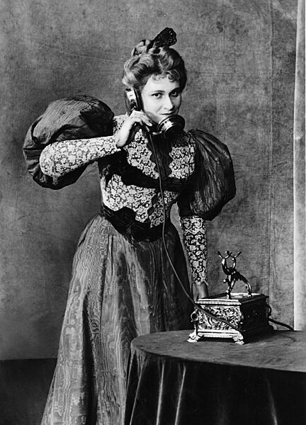 Woman on the phone, 1881