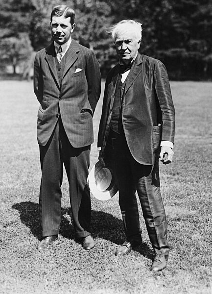 Heir to the throne Gustaf Adolf of Sweden and Thomas Alva Edison, 1926