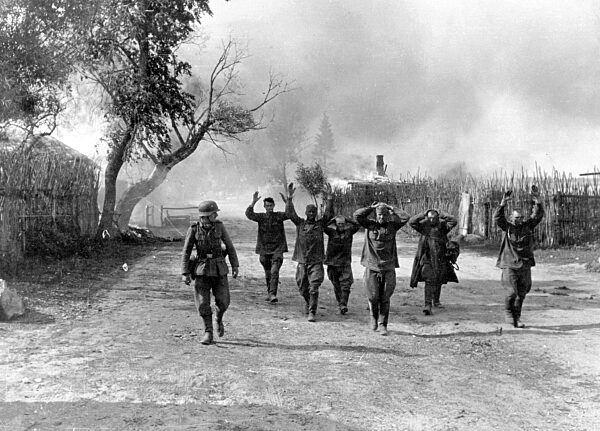 Soviet prisoners of war on the Eastern front in the Second World War.