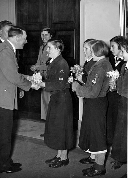 League of German Girls congratulate Adolf Hitler on his birthday, 1938