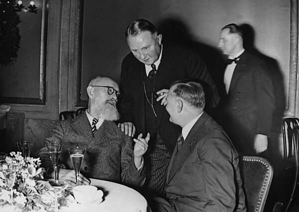 Robert Bosch with Allmers and Sablotnik at the International Motor Show, 1937