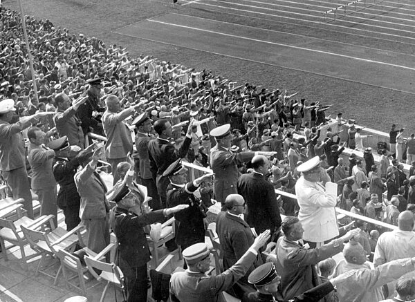 Nazi salute at the Olympic Games in Berlin 1936