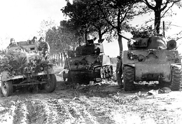 German infantry fighting vehicle during fights in France, 1944