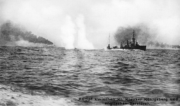 German Cruiser "Konigsberg" during the Battle of Coronel, 1914