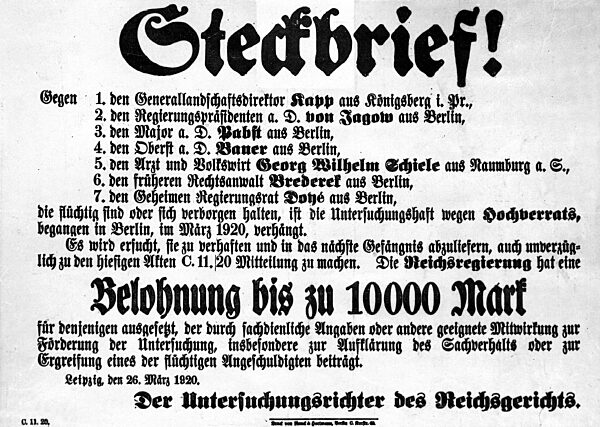 Profile of the Reich Supreme Court against the coup leaders of the Kapp Putsch, 1920