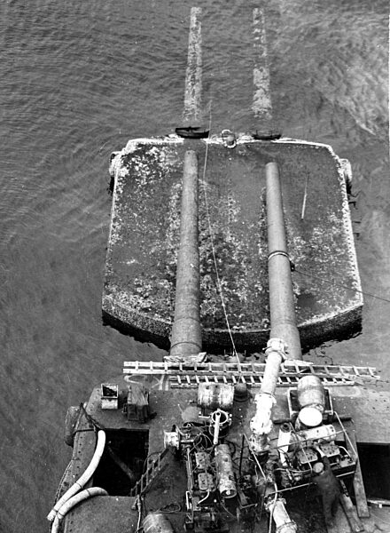Gun towers in the "Hindenburg" scuttled in Scapa Flow, 1926