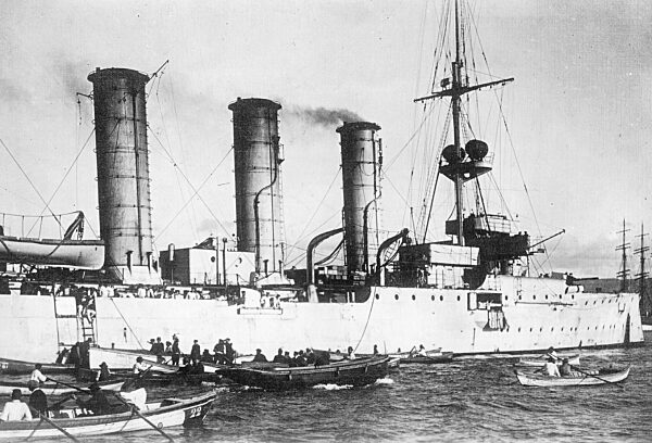 German cruiser "Dresden" in port of Valparaiso, 1914