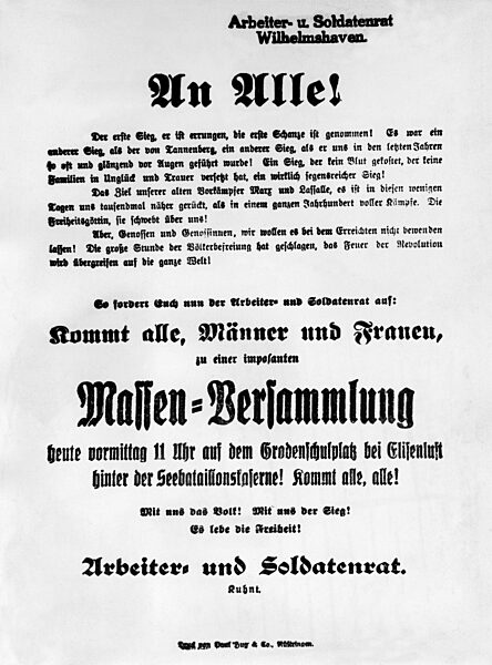 Aufruf des Arbeiter- und Soldatenrates in Wilhelmshaven, 1918