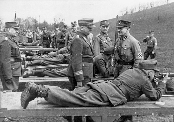 William Schepmann at the firing practice of the Volkssturm, 1944