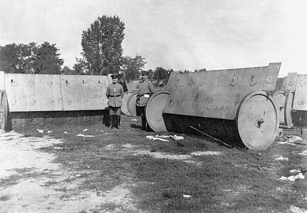 Captured Russian defense shields, 1915