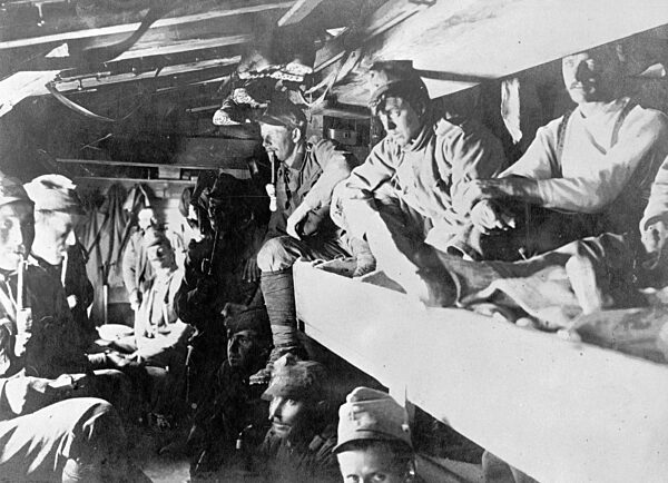 Crew dugout at the Italian front, 1917
