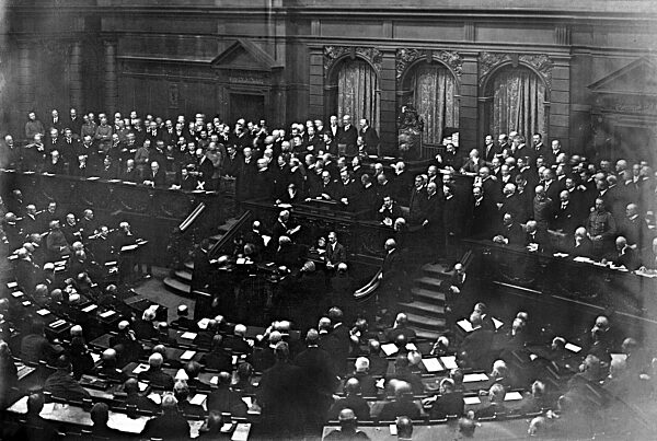 Max von Baden during the opening speech in the Reichstag, 1918