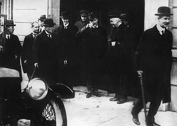 David Lloyd George and Arthur James Earl of Balfour in Paris, 1919