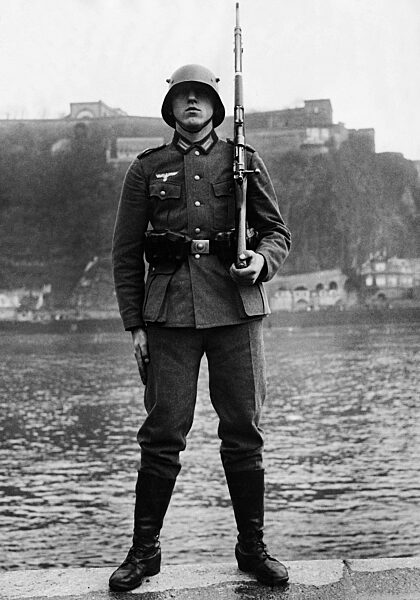 German soldier on the Rhine, 1936