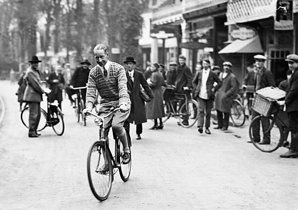 Friedrich Wilhelm of Prussia on a bicycle, 1924