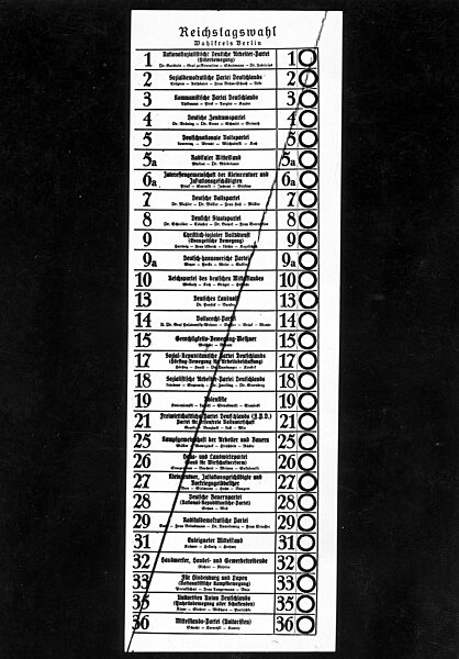 Ballots for the second Reichstag elections, 1932