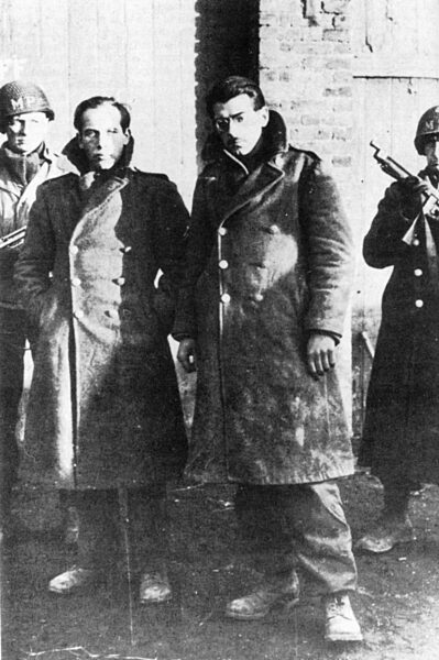 Gefangene Soldaten aus Skorzenys Kommando während der Ardennenoffensive, 1944