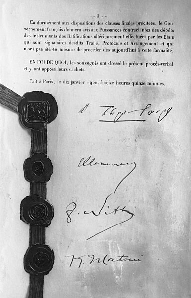 Signing of the peace protocol of Versailles