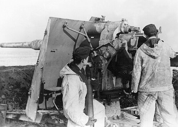 German anti-aircraft gun in Hungary, 1945