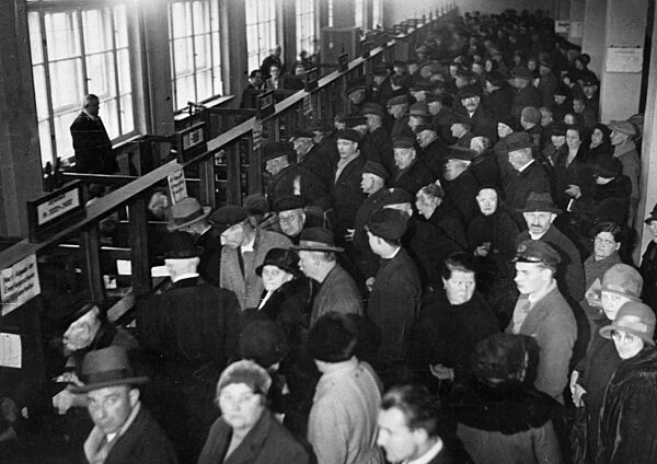 Unemployed people in an employment centre