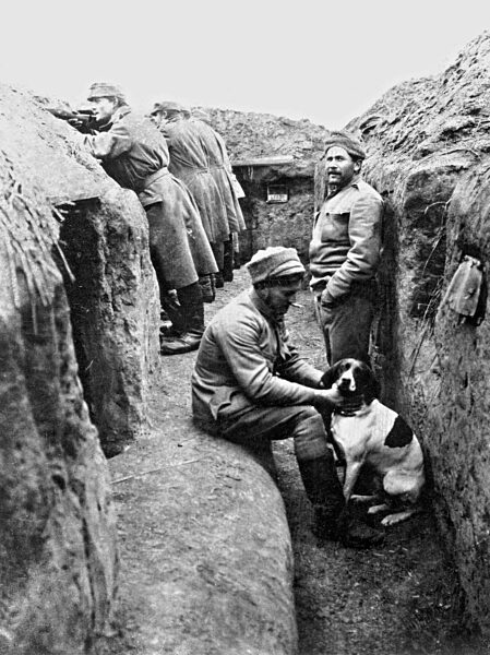 Soldiers with regiment dog, 1915