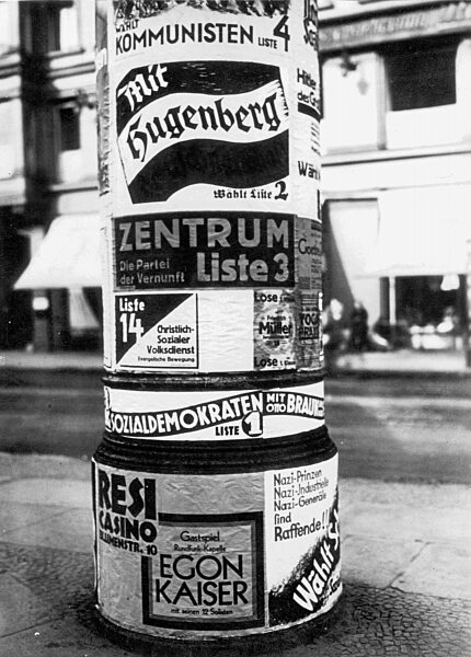 Advertising pillar with election posters before the Reichstag elections, 1932