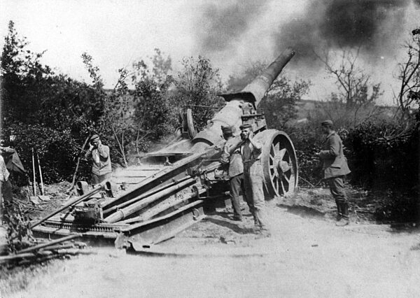 Schweres Geschütz im Einsatz bei Dieuze 1918