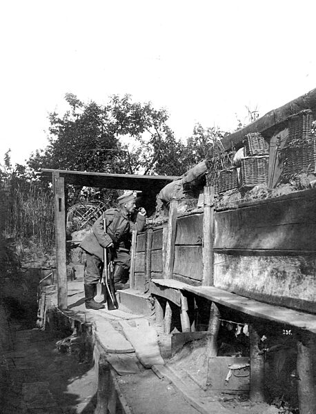Guard in a German field fortification, 1915