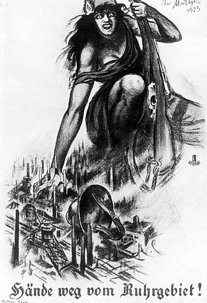 Caricature 'Hands off the Ruhr Area', 1923
