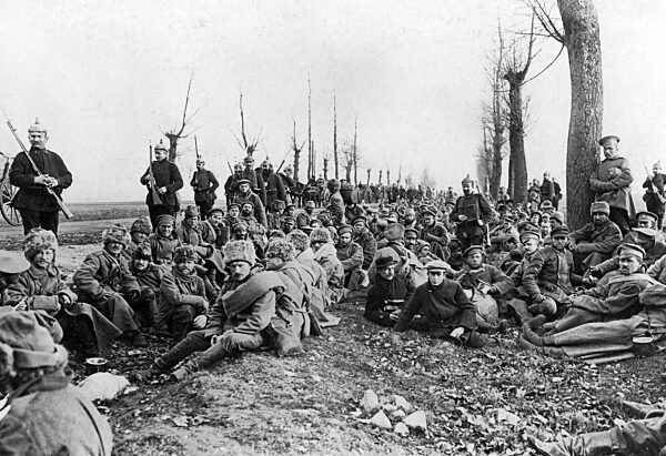 Russian prisoners of war near Lodz, 1914