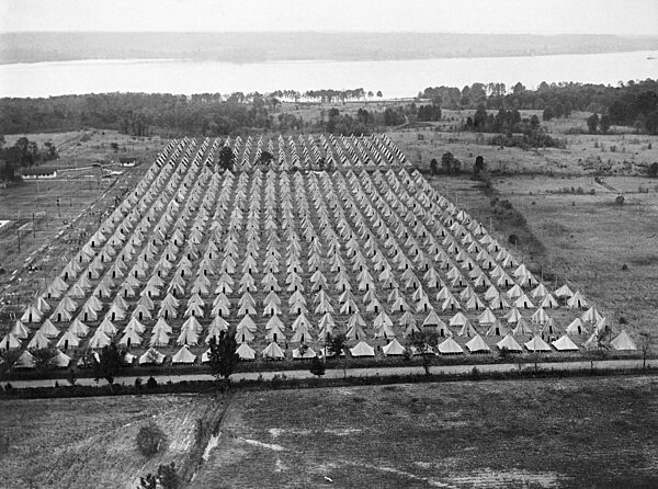 Army camp for a jobs program during the New Deal, 1933