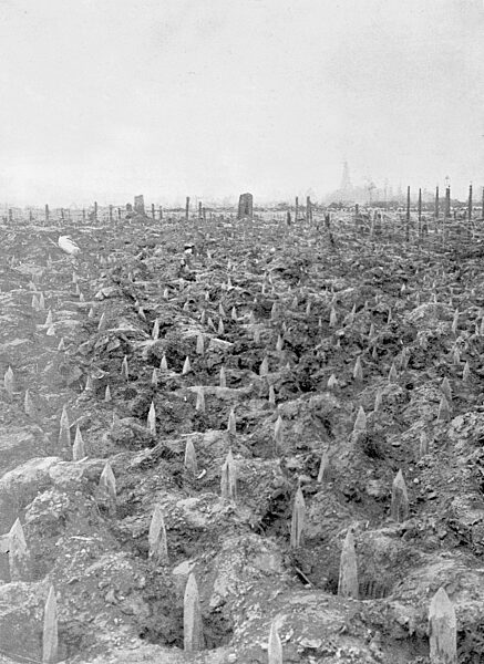 Impediments in front of a German position on the Western front, 1915
