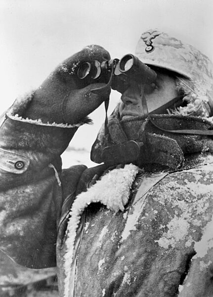 German anti-aircraft soldier on guard, 1942