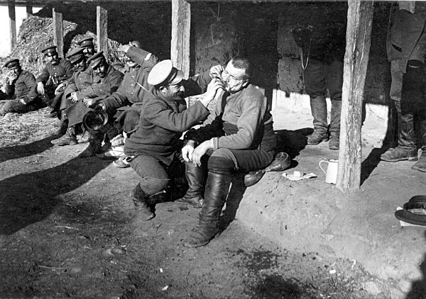 Bulgarian field barber at the Balkan Front,1916