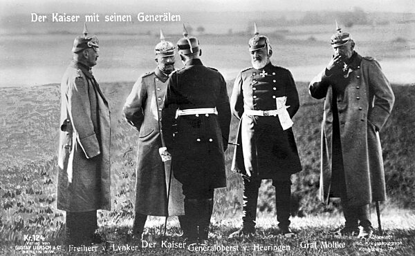 Kaiser Wilhelm II. and Nicholas Christopher von Lynk, Josias von Heeringen and Count Moltke