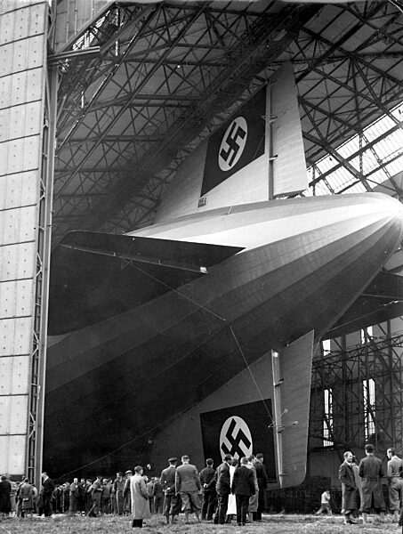 The first test flight of the Zeppelin airship 'Hindenburg' (LZ 129), 1936