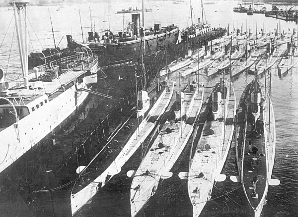 German U-boats in the harbor of Kiel, 1918