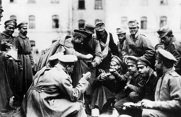 Russian troops celebrate the conquest of Lviv in 1914