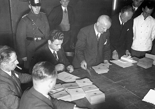 Election workers during the count of votes after the Reichstag elections, 1932